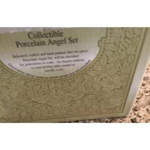 Collectible Porcelain Angel Set - Two Piece Figurines